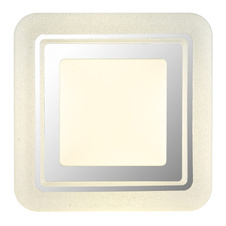 Stropní svítidlo, bílý kov, čiré plastové krystaly, chromový kroužek, DxŠxV: 380x380x75mm, včetně LED 24W 230V, zdroj 2512lm, výkon 1607lm, 4000K