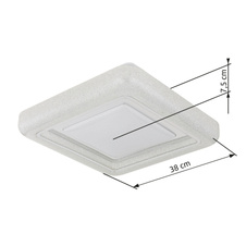 Stropní svítidlo, bílý kov, čiré plastové krystaly, chromový kroužek, DxŠxV: 380x380x75mm, včetně LED 24W 230V, zdroj 2512lm, výkon 1607lm, 4000K