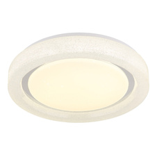 Stropní svítidlo, bílý kov, čiré plastové krystaly, bílý třpytivý plast, chromový kroužek, ø: 380mm, V: 70mm, včetně LED 24W 230V, zdroj 2528lm, výkon 1636lm, 4000K