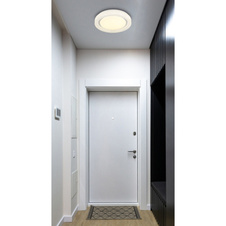 Stropní svítidlo, bílý kov, čiré plastové krystaly, bílý třpytivý plast, chromový kroužek, ø: 380mm, V: 70mm, včetně LED 24W 230V, zdroj 2528lm, výkon 1636lm, 4000K