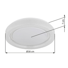 Stropní svítidlo, bílý kov, čiré plastové krystaly, bílý třpytivý plast, chromový kroužek, ø: 380mm, V: 70mm, včetně LED 24W 230V, zdroj 2528lm, výkon 1636lm, 4000K