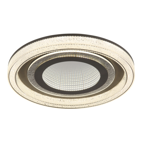 Stropní svítidlo, antracitový kov, čiré akrylové krystaly, plastové zrcadlo s 3D efektem, bílý akrylát, stmívatelné, fixace barvy, paměť. funkce, noční světlo, dálkové ovládání, ø: 480mm, V: 70mm, včetně LED 48W 230V, výkon 220-2160lm, CCT 2700-6000K