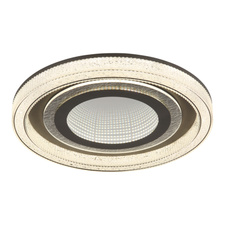 Stropní svítidlo, antracitový kov, čiré akrylové krystaly, plastové zrcadlo s 3D efektem, bílý akrylát, stmívatelné, fixace barvy, paměť. funkce, noční světlo, dálkové ovládání, ø: 480mm, V: 70mm, včetně LED 48W 230V, výkon 220-2160lm, CCT 2700-6000K