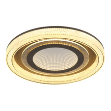 Stropní svítidlo, antracitový kov, čiré akrylové krystaly, plastové zrcadlo s 3D efektem, bílý akrylát, stmívatelné, fixace barvy, paměť. funkce, noční světlo, dálkové ovládání, ø: 480mm, V: 70mm, včetně LED 48W 230V, výkon 220-2160lm, CCT 2700-6000K