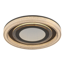 Stropní svítidlo, antracitový kov, čiré akrylové krystaly, plastové zrcadlo s 3D efektem, bílý akrylát, stmívatelné, fixace barvy, paměť. funkce, noční světlo, dálkové ovládání, ø: 480mm, V: 70mm, včetně LED 48W 230V, výkon 220-2160lm, CCT 2700-6000K