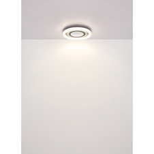 Stropní svítidlo, bílý kov, čiré akrylové krystaly, plastový zrcadlový 3D efekt, čirý akryl, stmívatelné, fixace barvy, paměťová funkce, noční světlo, dálkové ovládání, ø: 480mm, H: 70mm, včetně LED 48W 230V, výkon 220-2640lm, CCT 2700-6000K