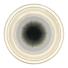 Stropní svítidlo, bílý kov, čiré akrylové krystaly, plastový zrcadlový 3D efekt, čirý akryl, stmívatelné, fixace barvy, paměťová funkce, noční světlo, dálkové ovládání, ø: 480mm, H: 70mm, včetně LED 48W 230V, výkon 220-2640lm, CCT 2700-6000K