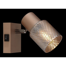 Nástěnné svítidlo, kov, kávový mat, kovový černý chrom, skleněný kouřový křišťálový efekt, kolébkový vypínač na výrobku, ŠxV: 70x120mm, V: 125mm, bez žárovky 1xE14, max. 40W 230V