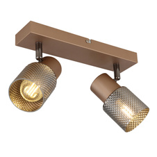 Nástěnné svítidlo, kov kávový mat, kovový černý chrom, kouřové sklo s křišťálovým efektem, DxŠxV: 260x120x125mm, bez žárovek 2xE14, max. 40W 230V