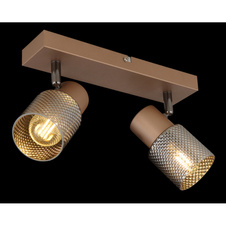 Nástěnné svítidlo, kov kávový mat, kovový černý chrom, kouřové sklo s křišťálovým efektem, DxŠxV: 260x120x125mm, bez žárovek 2xE14, max. 40W 230V