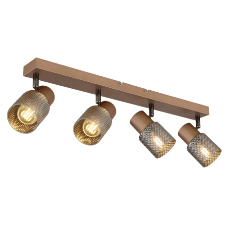 Stropní svítidlo, kov kávový mat, kovový černý chrom, kouřové sklo s křišťálovým efektem, DxŠxV: 560x120x125mm, bez žárovek 4xE14, max. 40W 230V