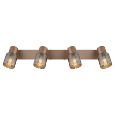 Stropní svítidlo, kov kávový mat, kovový černý chrom, kouřové sklo s křišťálovým efektem, DxŠxV: 560x120x125mm, bez žárovek 4xE14, max. 40W 230V