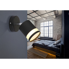 Nástěnné svítidlo, černý matný kov, bílý plast, ŠxV: 100x150mm, V: 185mm, včetně žárovky 1xGX53 LED, max. 7W 230V, zdroj 600lm, výkon 364lm, 3000K, včetně LED žárovky 10161