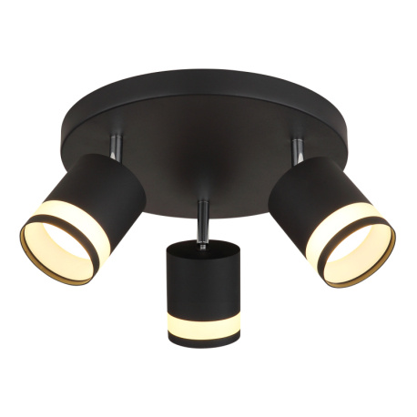 Stropní svítidlo, kov černý matný, plast bílý, ø: 300mm, V: 185mm, včetně žárovek 3xGX53 LED 7W 230V, zdroj 600lm, výkon 364lm, 3000K, včetně LED žárovky 10161.