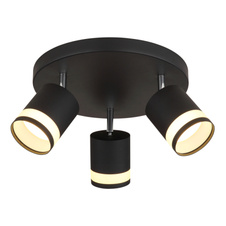 Stropní svítidlo, kov černý matný, plast bílý, ø: 300mm, V: 185mm, včetně žárovek 3xGX53 LED 7W 230V, zdroj 600lm, výkon 364lm, 3000K, včetně LED žárovky 10161.