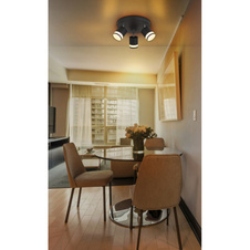 Stropní svítidlo, kov černý matný, plast bílý, ø: 300mm, V: 185mm, včetně žárovek 3xGX53 LED 7W 230V, zdroj 600lm, výkon 364lm, 3000K, včetně LED žárovky 10161.