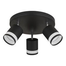 Stropní svítidlo, kov černý matný, plast bílý, ø: 300mm, V: 185mm, včetně žárovek 3xGX53 LED 7W 230V, zdroj 600lm, výkon 364lm, 3000K, včetně LED žárovky 10161.