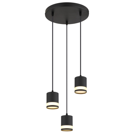 Závěsné svítidlo, černý matný kov, bílý plast, černý PVC kabel, výškově nastavitelné, ø: 300mm, V: 1100mm, včetně 3xGX53 LED 7W 230V, zdroj 600lm, výkon 364lm, 3000K, včetně LED žárovky 10161.