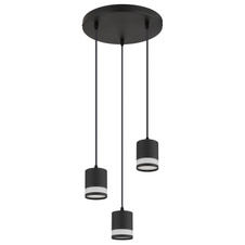 Závěsné svítidlo, černý matný kov, bílý plast, černý PVC kabel, výškově nastavitelné, ø: 300mm, V: 1100mm, včetně 3xGX53 LED 7W 230V, zdroj 600lm, výkon 364lm, 3000K, včetně LED žárovky 10161.