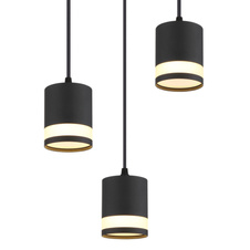 Závěsné svítidlo, černý matný kov, bílý plast, černý PVC kabel, výškově nastavitelné, ø: 300mm, V: 1100mm, včetně 3xGX53 LED 7W 230V, zdroj 600lm, výkon 364lm, 3000K, včetně LED žárovky 10161.