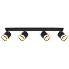 Stropní svítidlo, kov černý mat, plast bílý, DxŠxV: 800x82x185mm, včetně žárovek 4xGX53 LED 7W 230V, zdroj 600lm, výkon 364lm, 3000K, včetně LED žárovky 10161.