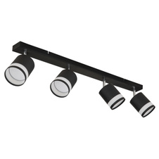Stropní svítidlo, kov černý mat, plast bílý, DxŠxV: 800x82x185mm, včetně žárovek 4xGX53 LED 7W 230V, zdroj 600lm, výkon 364lm, 3000K, včetně LED žárovky 10161.