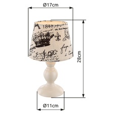 Stolní lampa, kov pískový, textil pískový, vypínač, Ø17cm, V:28cm, bez žárovky 1xE14, max. 40W 230V.