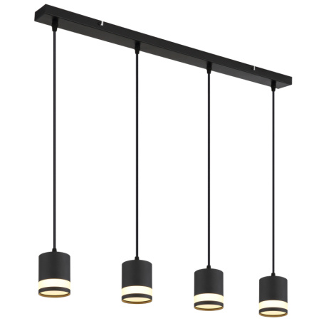 Závěsné svítidlo, černý matný kov, bílý plast, černý PVC kabel, výškově nastavitelné, DxŠxV: 800x82x1200mm, včetně žárovek 4xGX53 LED 7W 230V, zdroj 600lm, výkon 364lm, 3000K, včetně LED žárovky 10161.