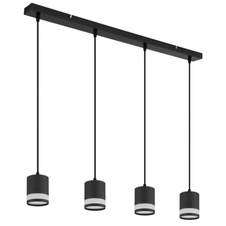 Závěsné svítidlo, černý matný kov, bílý plast, černý PVC kabel, výškově nastavitelné, DxŠxV: 800x82x1200mm, včetně žárovek 4xGX53 LED 7W 230V, zdroj 600lm, výkon 364lm, 3000K, včetně LED žárovky 10161.