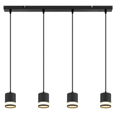 Závěsné svítidlo, černý matný kov, bílý plast, černý PVC kabel, výškově nastavitelné, DxŠxV: 800x82x1200mm, včetně žárovek 4xGX53 LED 7W 230V, zdroj 600lm, výkon 364lm, 3000K, včetně LED žárovky 10161.