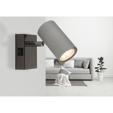 Nástěnné svítidlo, černý chromovaný kov, matný šedý kov, kolébkový vypínač na výrobku, ŠxV: 70x100mm, V: 120mm, bez žárovky 1xGU10, max. 25W 230V