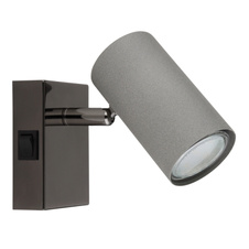 Nástěnné svítidlo, černý chromovaný kov, matný šedý kov, kolébkový vypínač na výrobku, ŠxV: 70x100mm, V: 120mm, bez žárovky 1xGU10, max. 25W 230V