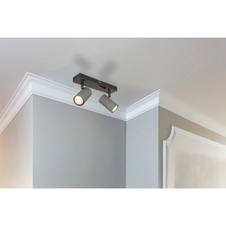 Nástěnné svítidlo, černý chromovaný kov, matný šedý kov, DxŠxV: 260x100x120mm, bez žárovek 2xGU10, max. 35W 230V