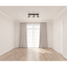 Stropní svítidlo, černý chromovaný kov, matný šedý kov, DxŠxV: 410x100x120mm, bez žárovek 3x GU10 35W 230V