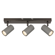 Stropní svítidlo, černý chromovaný kov, matný šedý kov, DxŠxV: 410x100x120mm, bez žárovek 3x GU10 35W 230V