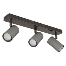 Stropní svítidlo, černý chromovaný kov, matný šedý kov, DxŠxV: 410x100x120mm, bez žárovek 3x GU10 35W 230V