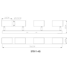 Stropní svítidlo, černý chromovaný kov, matný šedý kov, DxŠxV: 560x100x120mm, bez žárovek 4x GU10 35W 230V