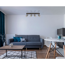 Stropní svítidlo, černý chromovaný kov, matný šedý kov, DxŠxV: 560x100x120mm, bez žárovek 4x GU10 35W 230V