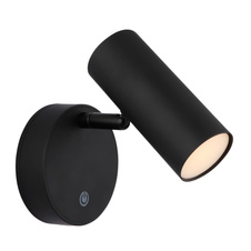 Nástěnné svítidlo, koc černý mat, plast bílý, černý PVC kabel, dotykové zapínání/vypínání a stmívání, bez adaptéru, USB-A 2.0 - USB-C, nabíjí 4h, svítí 6h, svítí při nabíjení, magnet, ŠxV:100x125mm, V: 150mm, kabel 1000mm, LED 0,4W 230V 29lm 3100K