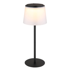 Stolní lampa, kov a plast černý/satin, dotykové zapínání/vypínání, stmívání, plynulý dotykový stmívač, paměťová funkce, bez adaptéru, USB-A - USB-C, IP44, nabíjí se a svítí 3h, svítí během nabíjení, ø: 130mm, V: 340mm, LED 1,8W 230V 150lm 3000K