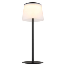 Stolní lampa, kov a plast černý/satin, dotykové zapínání/vypínání, stmívání, plynulý dotykový stmívač, paměťová funkce, bez adaptéru, USB-A - USB-C, IP44, nabíjí se a svítí 3h, svítí během nabíjení, ø: 130mm, V: 340mm, LED 1,8W 230V 150lm 3000K