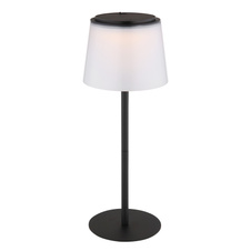 Stolní lampa, kov a plast černý/satin, dotykové zapínání/vypínání, stmívání, plynulý dotykový stmívač, paměťová funkce, bez adaptéru, USB-A - USB-C, IP44, nabíjí se a svítí 3h, svítí během nabíjení, ø: 130mm, V: 340mm, LED 1,8W 230V 150lm 3000K