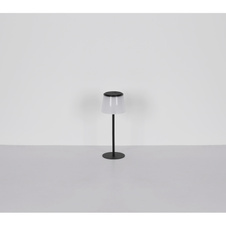 Stolní lampa, kov a plast černý/satin, dotykové zapínání/vypínání, stmívání, plynulý dotykový stmívač, paměťová funkce, bez adaptéru, USB-A - USB-C, IP44, nabíjí se a svítí 3h, svítí během nabíjení, ø: 130mm, V: 340mm, LED 1,8W 230V 150lm 3000K