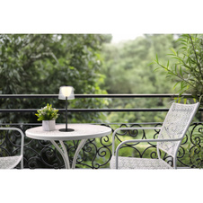 Stolní lampa, kov černý, plast průhledný/černý, dotykové zapínání/vypínání, plynulý dotykový stmívač, paměťová funkce, bez adaptéru, USB-A - USB-C, IP44, nabíjí se a svítí 3h, svítí během nabíjení, ø: 130mm, V: 340mm, LED 1,8W 230V 150lm 3000K