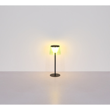 Stolní lampa, kov černý, plast průhledný/černý, dotykové zapínání/vypínání, plynulý dotykový stmívač, paměťová funkce, bez adaptéru, USB-A - USB-C, IP44, nabíjí se a svítí 3h, svítí během nabíjení, ø: 130mm, V: 340mm, LED 1,8W 230V 150lm 3000K