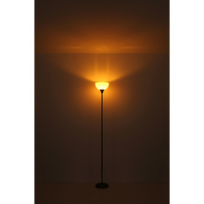 Stojací lampa, kov titanový mat, plast bílý, černý PVC kabel, kolébkový vypínač na kabelu, ø: 250mm, V: 1785mm, délka kabelu 2800mm, bez žárovky 1xE27, max. 60W 230V