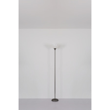 Stojací lampa, kov titanový mat, plast bílý, černý PVC kabel, kolébkový vypínač na kabelu, ø: 250mm, V: 1785mm, délka kabelu 2800mm, bez žárovky 1xE27, max. 60W 230V
