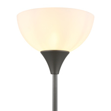 Stojací lampa, kov titanový mat, plast bílý, černý PVC kabel, kolébkový vypínač na kabelu, ø: 250mm, V: 1785mm, délka kabelu 2800mm, bez žárovky 1xE27, max. 60W 230V