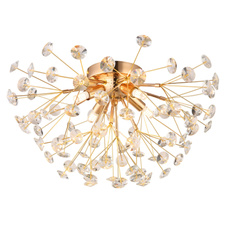 Stropní svítidlo, kov zlatý, K9 čiré křišťály, ø: 450 mm, H: 250 mm, včetně žárovek 4xG9 LED, max. 3,5W 230 V, zdroj 350 lm, výkon 350 lm, 3000K, včetně LED žárovek 10676
