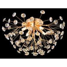 Stropní svítidlo, kov zlatý, K9 čiré křišťály, ø: 450 mm, H: 250 mm, včetně žárovek 4xG9 LED, max. 3,5W 230 V, zdroj 350 lm, výkon 350 lm, 3000K, včetně LED žárovek 10676
